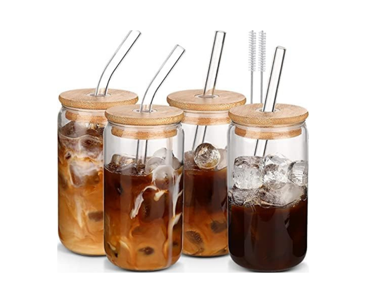 XP Stylish Glass Jar with Straw